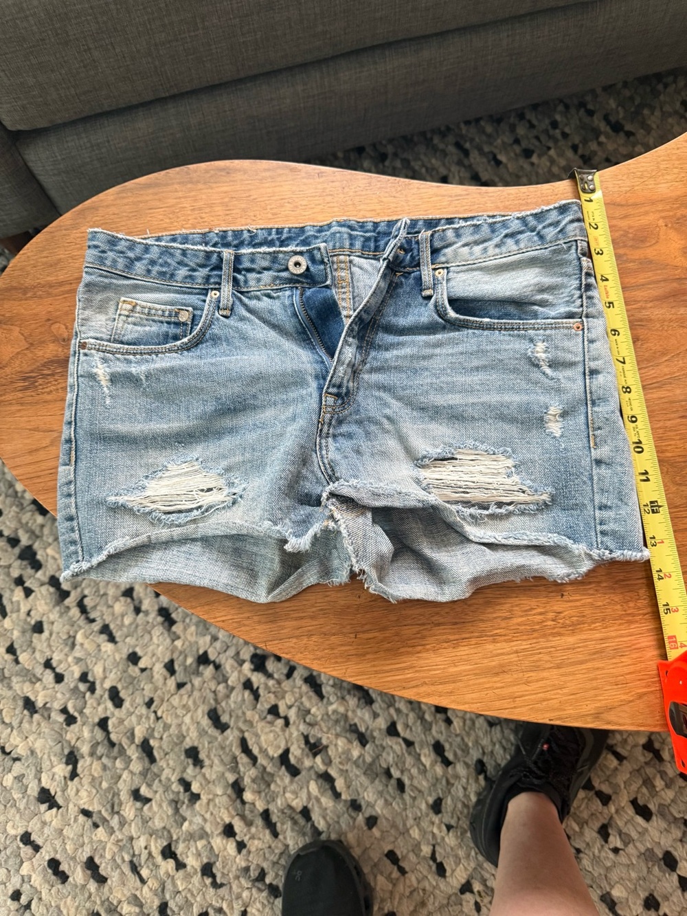 H&M Light Wash Distressed Denim Cutoff Shorts